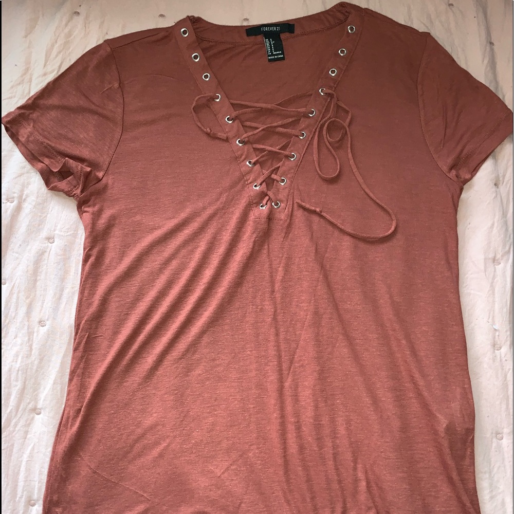 V neck tie up shirt